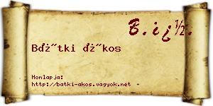 Bátki Ákos névjegykártya